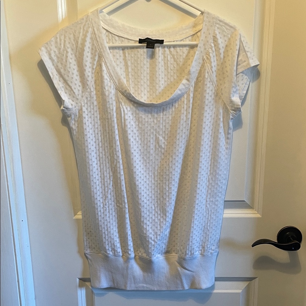 Express White Textured Short Sleeve Top